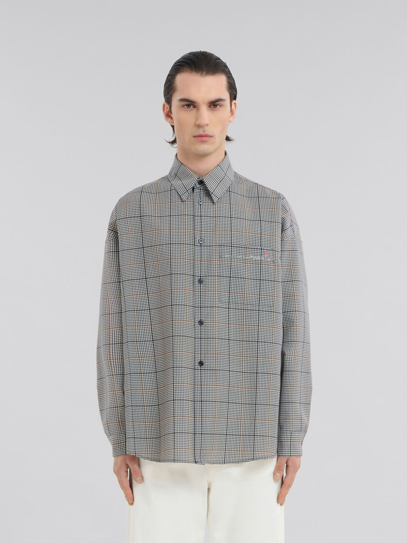 Marni DEEP BLUE CHECKED TECH WOOL SHIRT outlook
