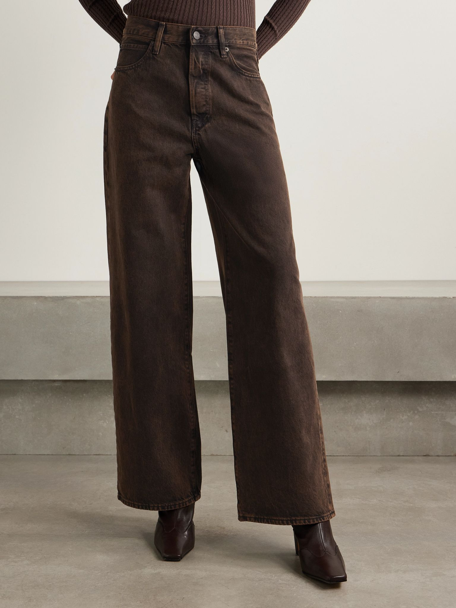 The Collegiate high-rise wide-leg jeans Brown - 3