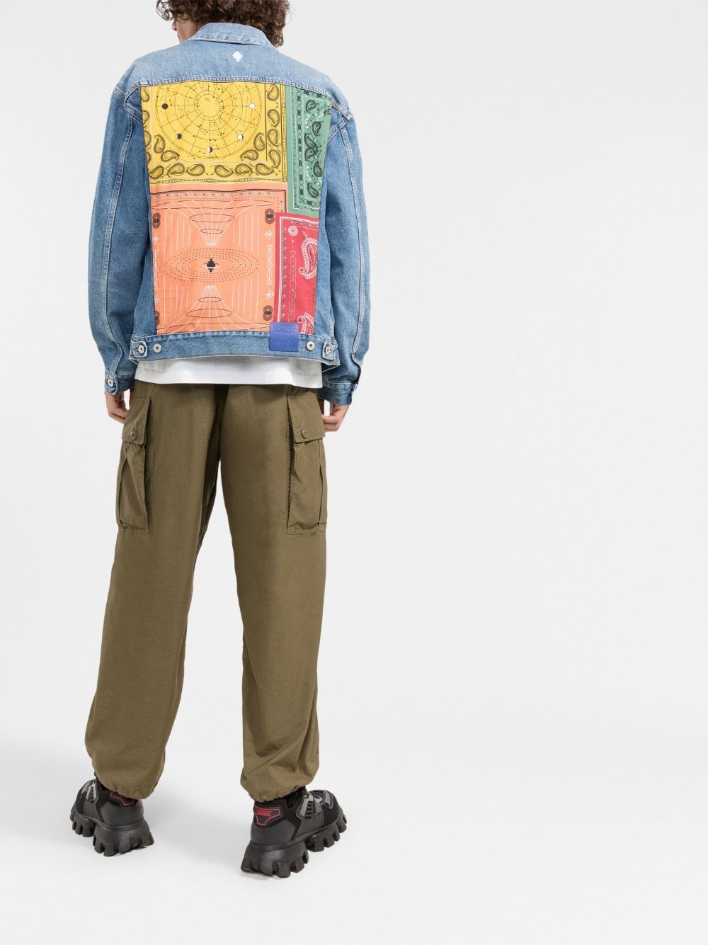 bandana-print denim jacket - 4