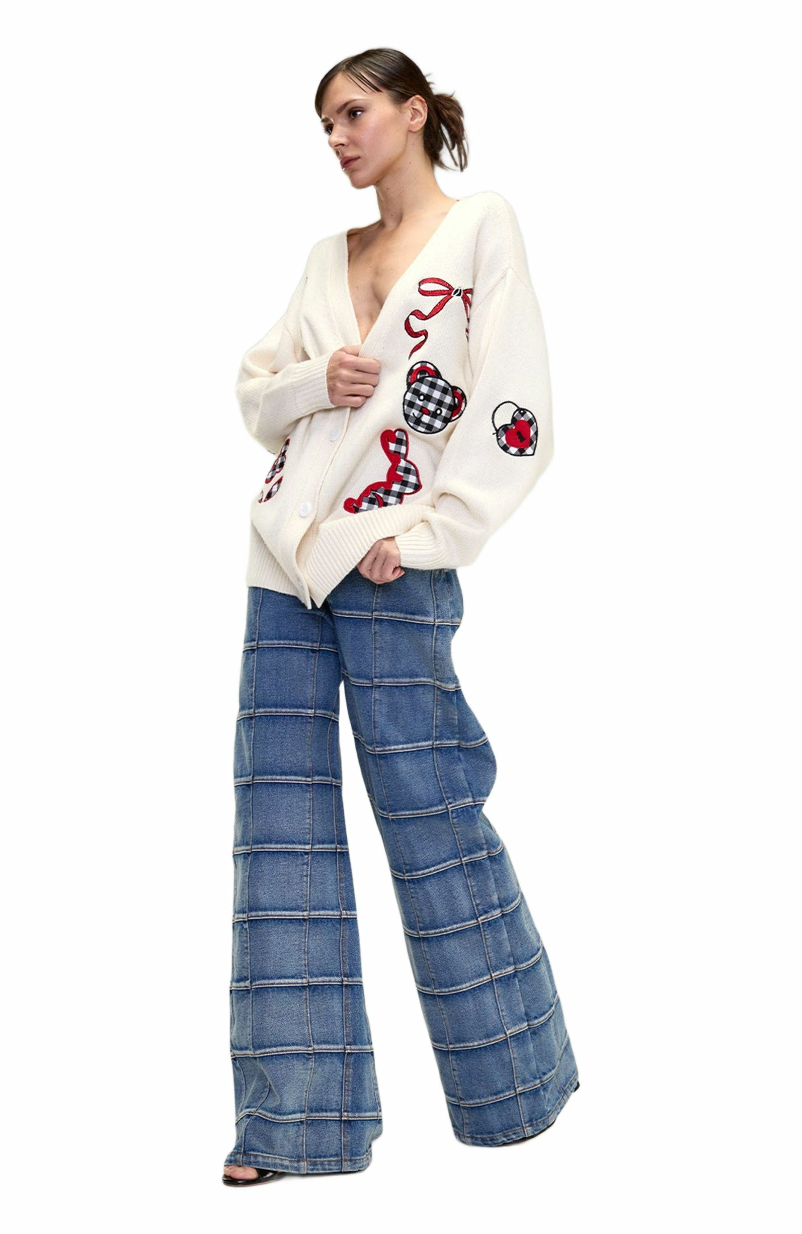 Cynthia Rowley Playful Patchwork Cardigan in White/red at Nordstrom - 1