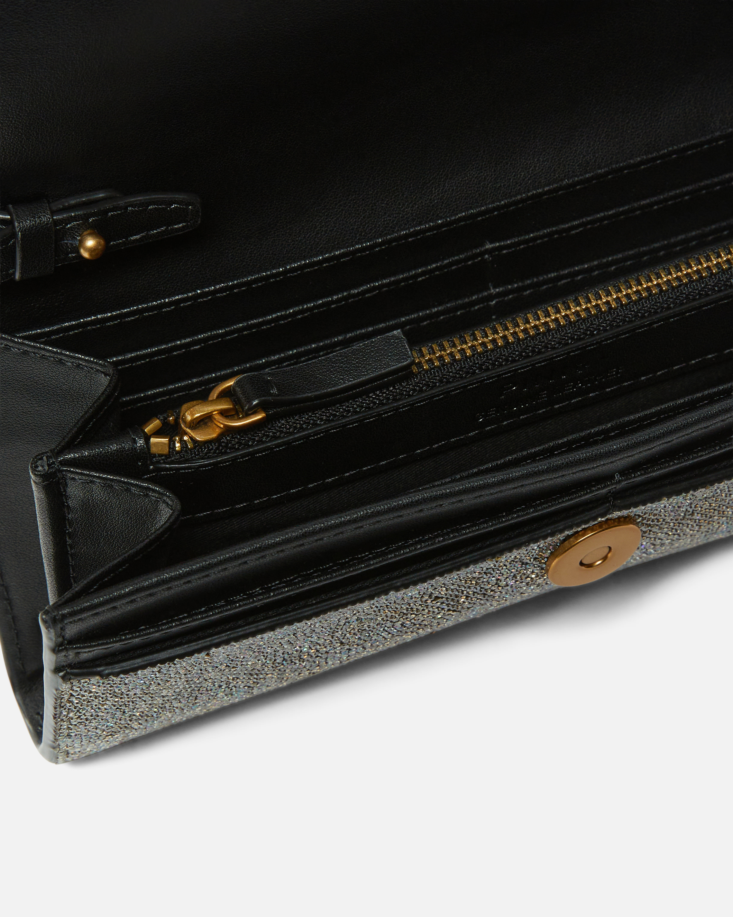 WALLET WITH SHOULDER STRAP AND RHINESTONE MONOGRAM - 4