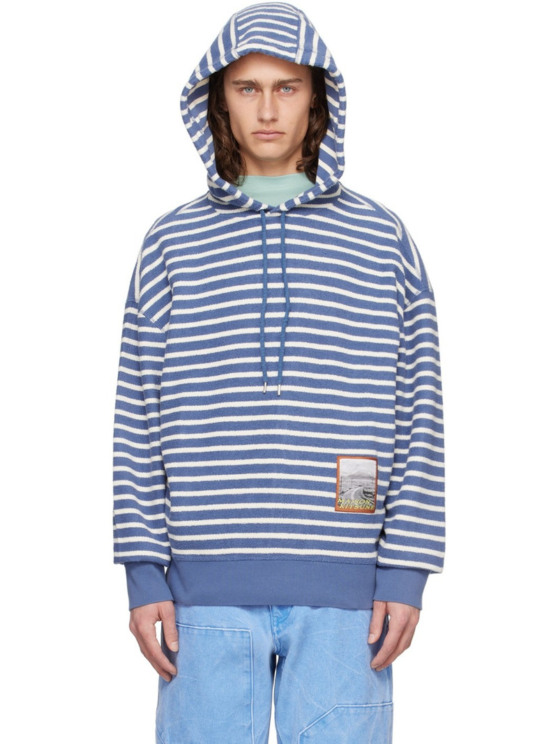 Blue & White Striped Hoodie 1