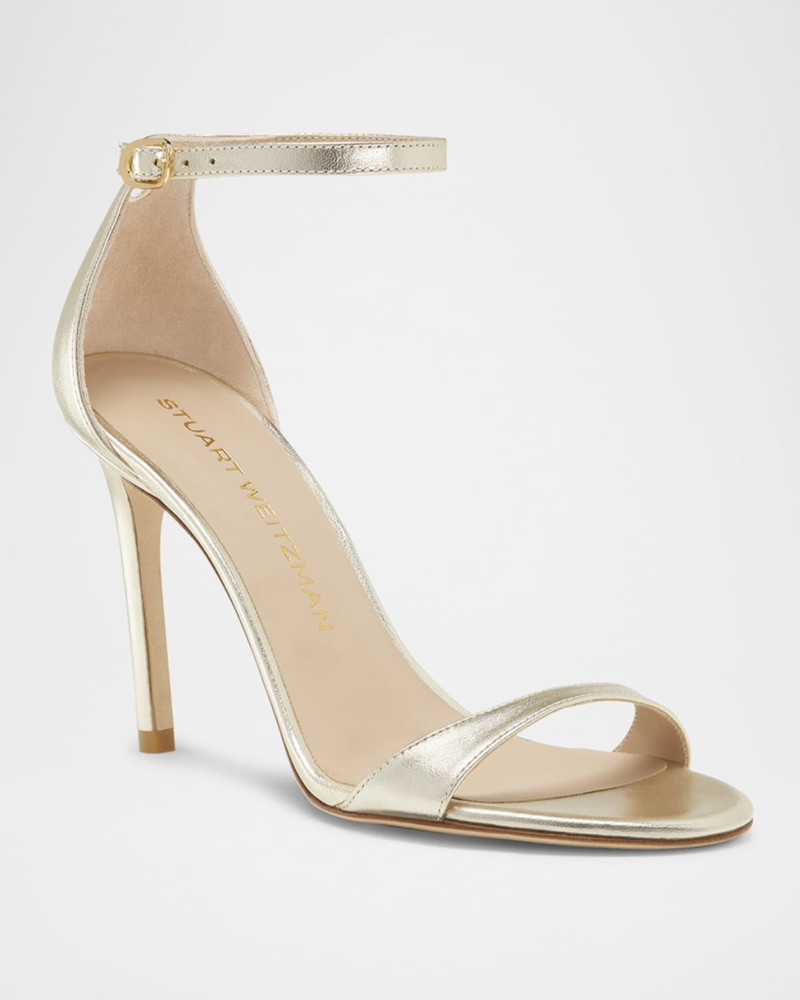 Stuart Weitzman Nudist Metallic Ankle-Strap Sandals outlook