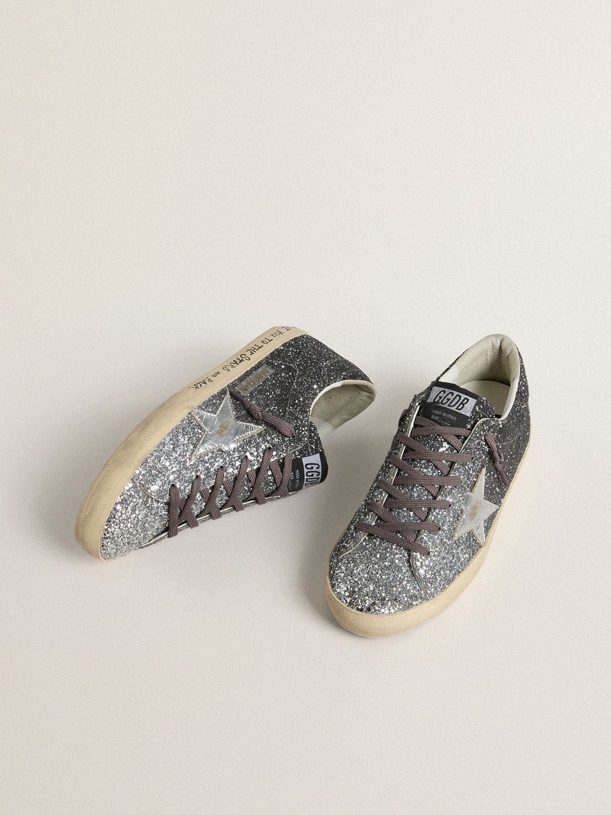 Women's Super Star with glitter upper and silver metallic leather star - 2