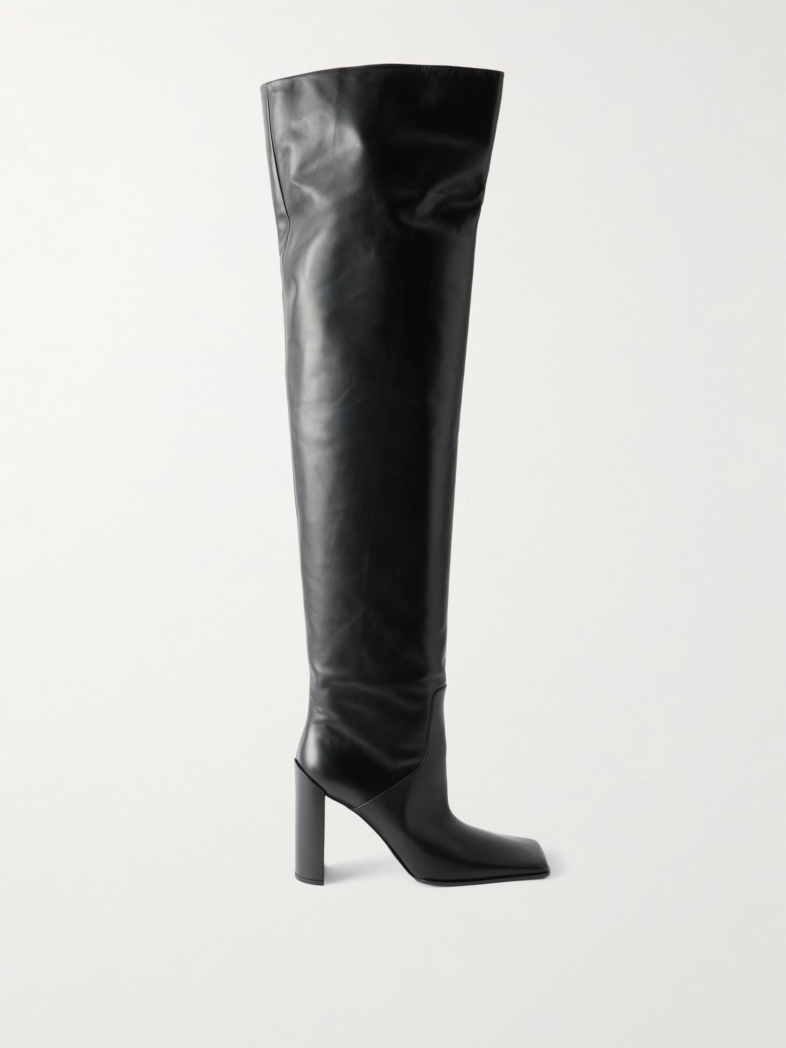 90 leather over-the-knee boots Black - 1