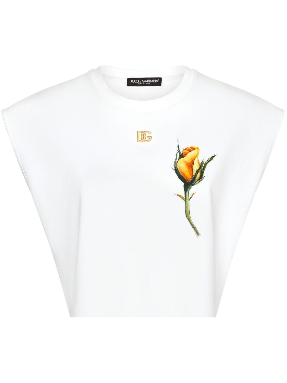 rose-appliqué cropped T-shirt - 1