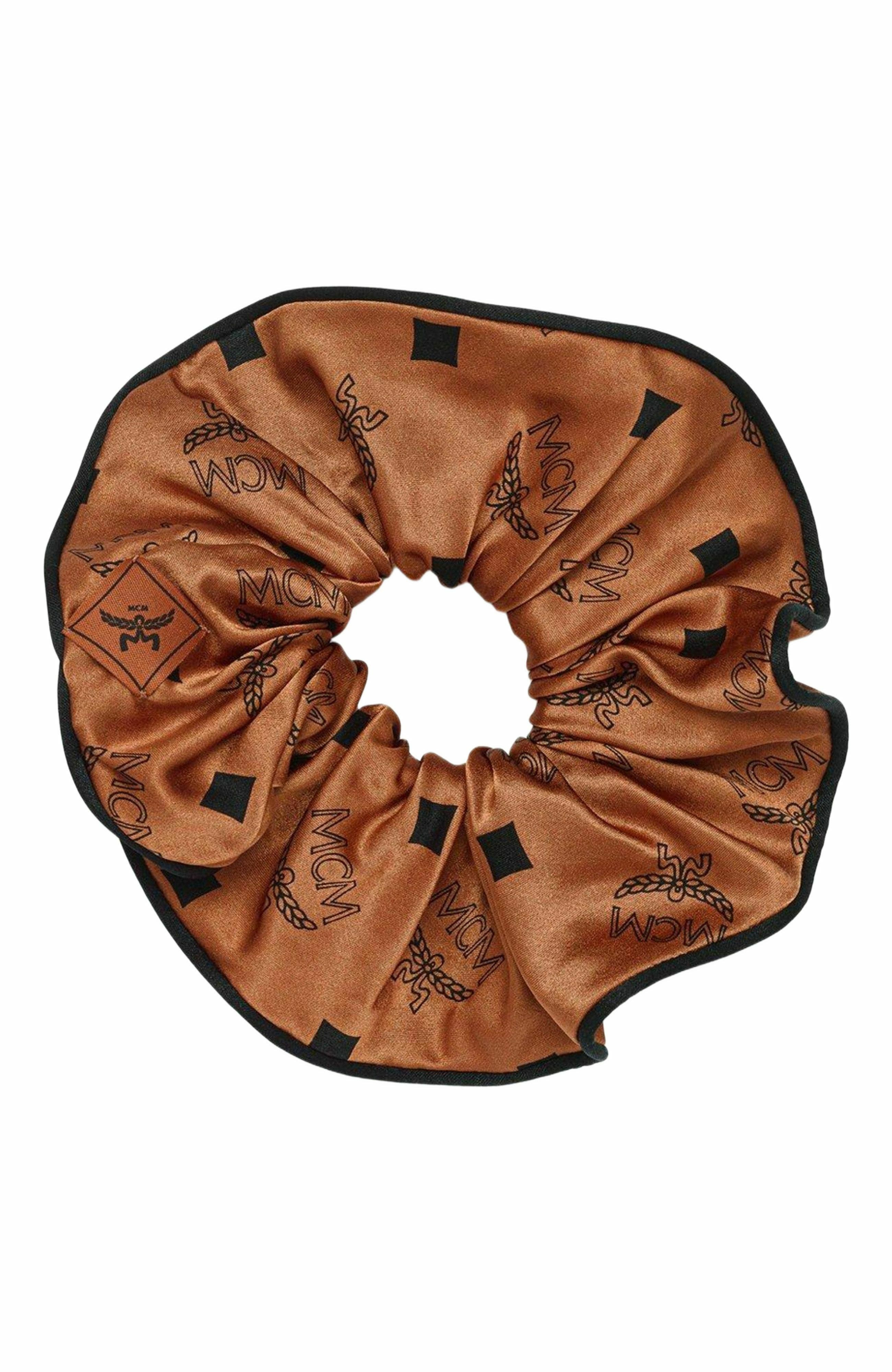 MCM Monogram Print Silk Scrunchie in Cognac at Nordstrom - 4