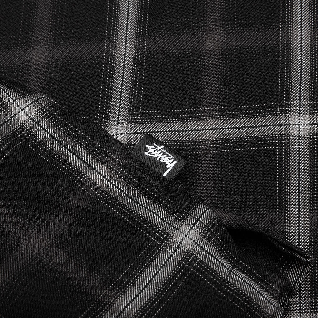SHADOW PLAID RAYON SHIRT - BLACK - 4