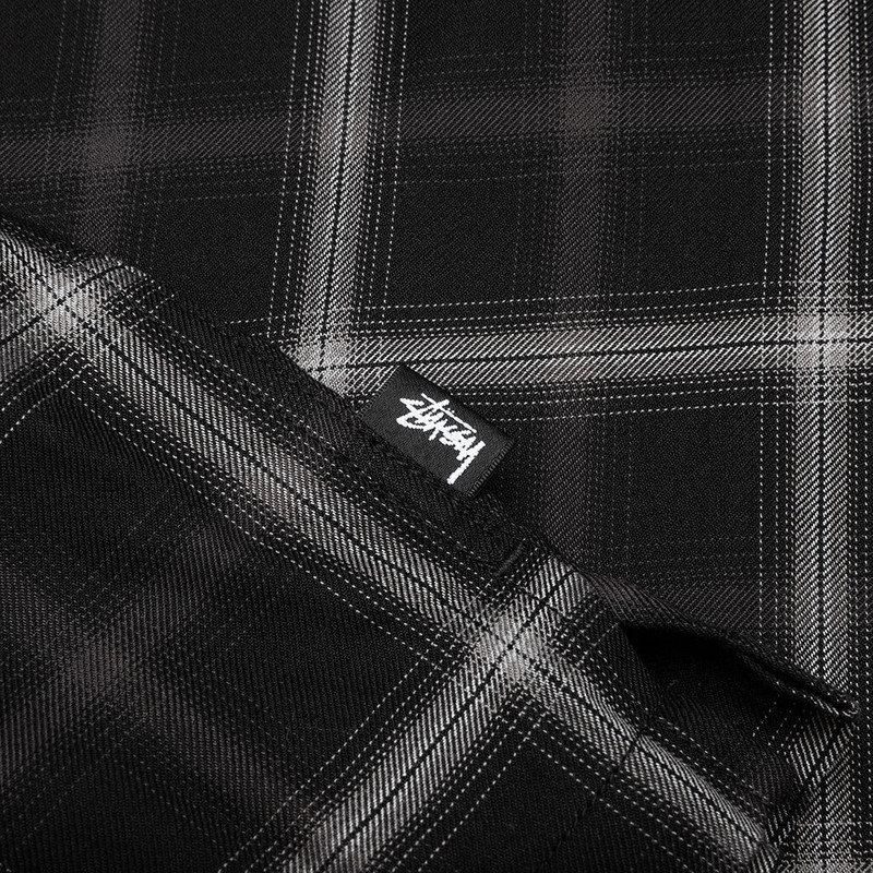 SHADOW PLAID RAYON SHIRT - BLACK 4