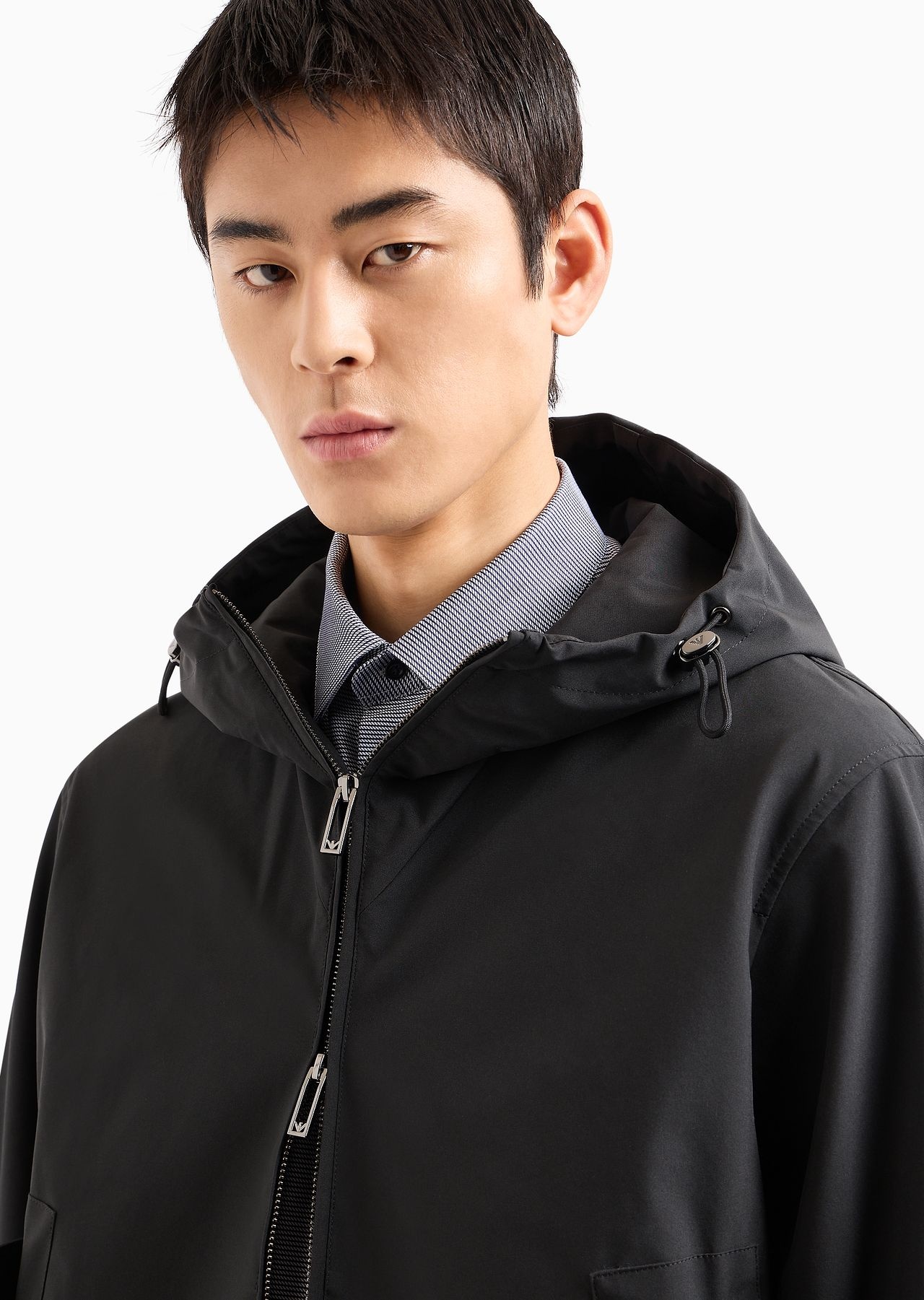 Blouson with nylon hood and backed knit - 5