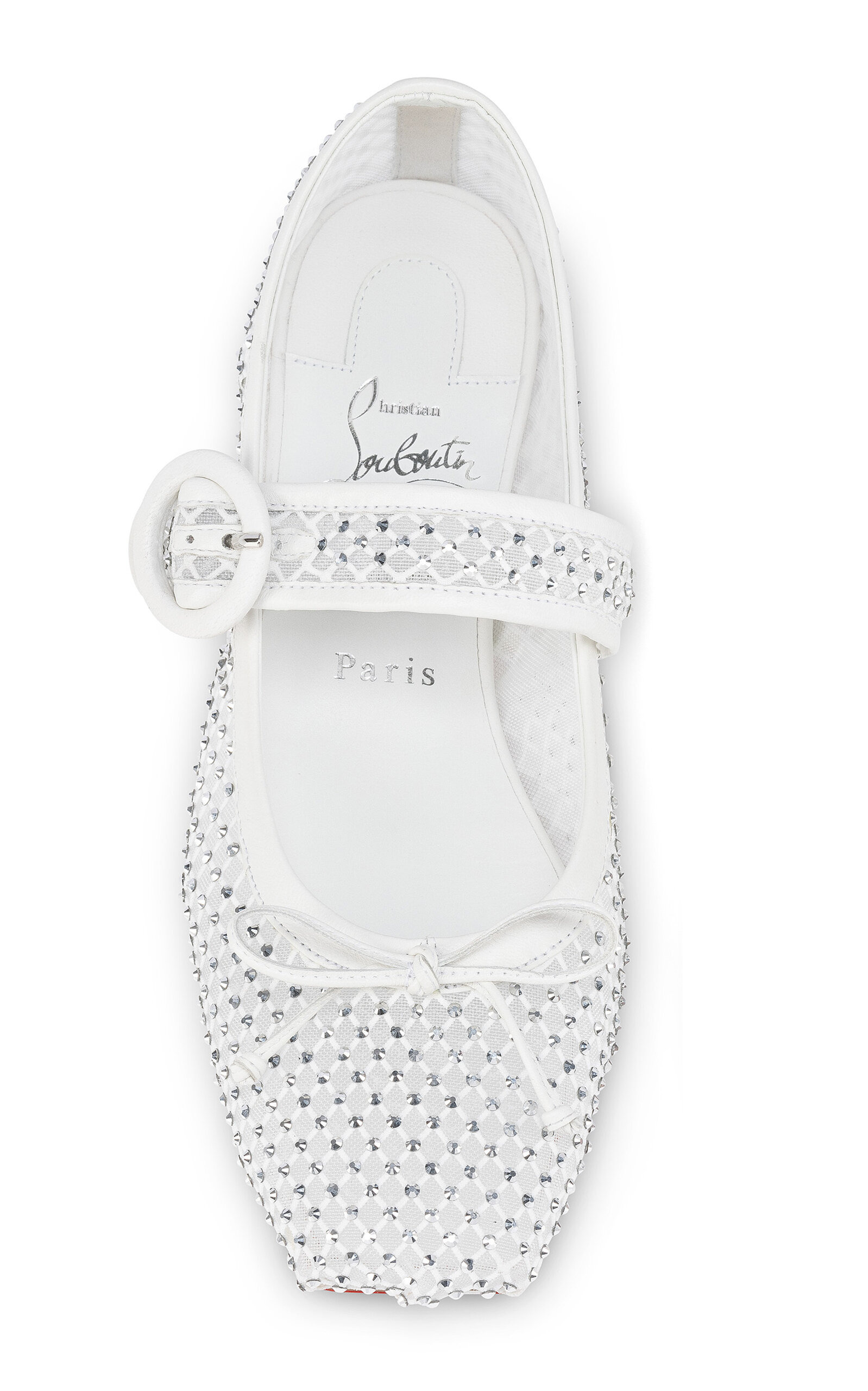 Mamastrapitina Crystal-Embellished Mesh Ballet Flats white - 4