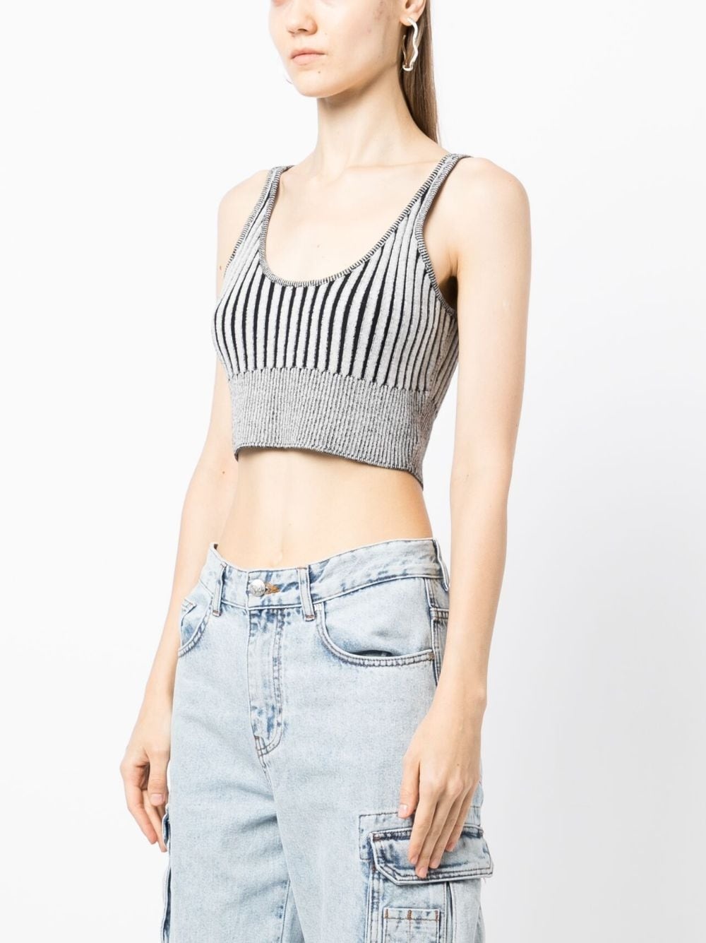 knitted cotton-silk cropped top - 3