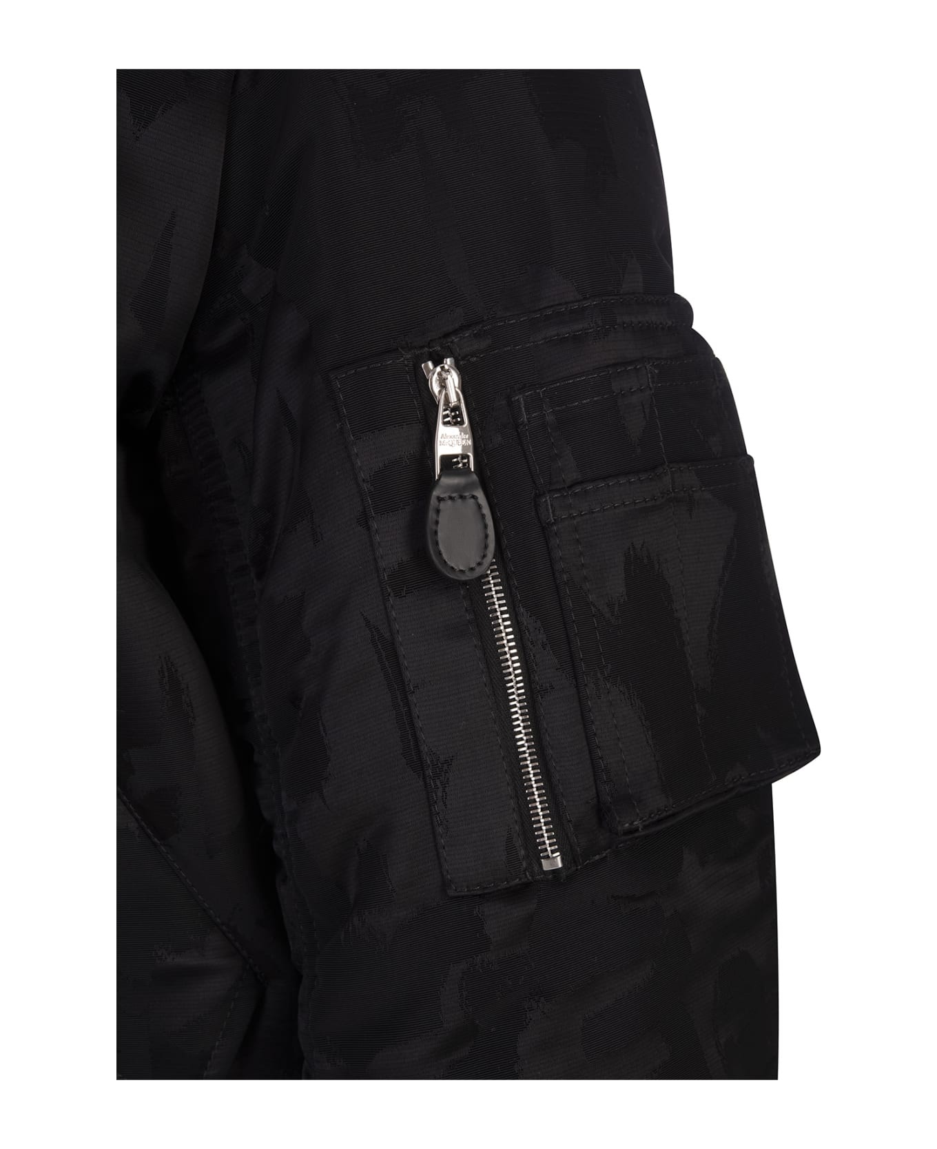 Mcqueen Graffiti Bomber Jacket In Black Polyfaille - 4