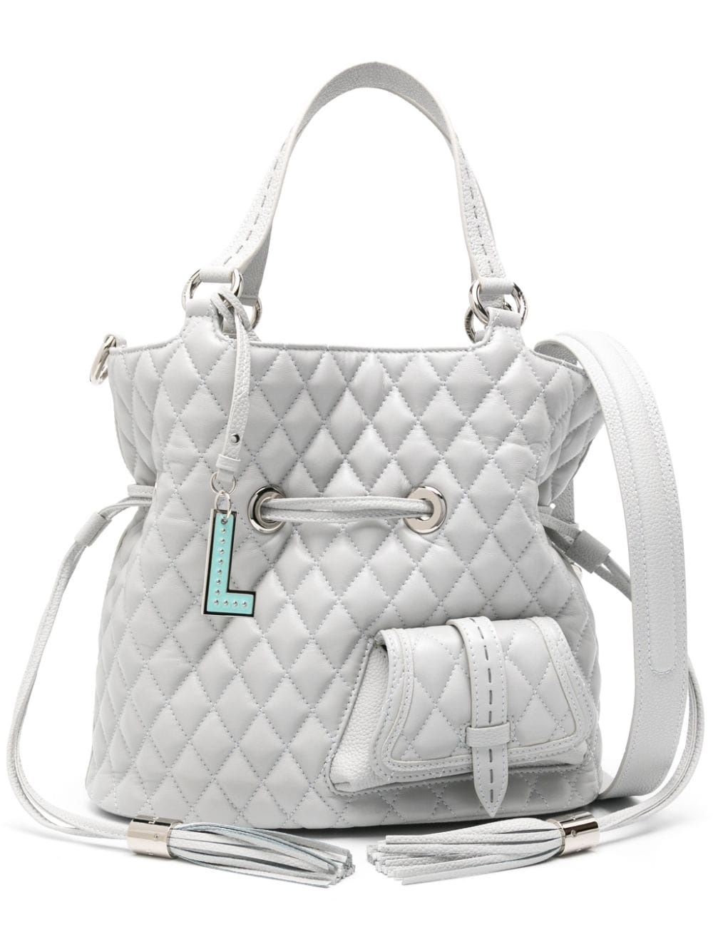 medium quilted leather bucket bag - 1