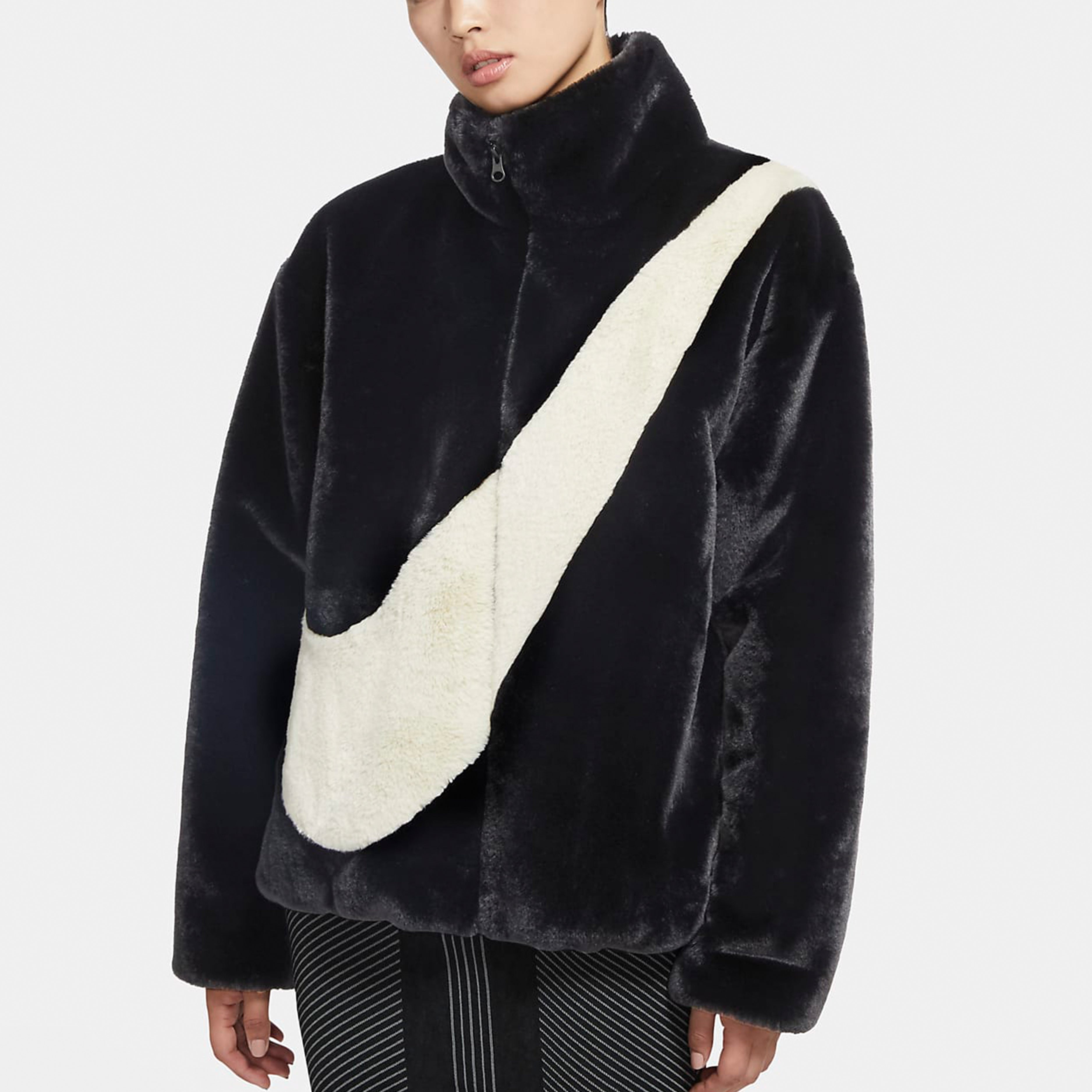 (WMNS) Nike Sportswear Swoosh Large Logo Stay Warm Lamb's Wool Stand Collar Jacket Autumn Asia Editi - 4