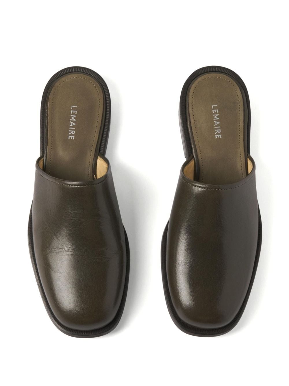 square-toe leather mules - 5