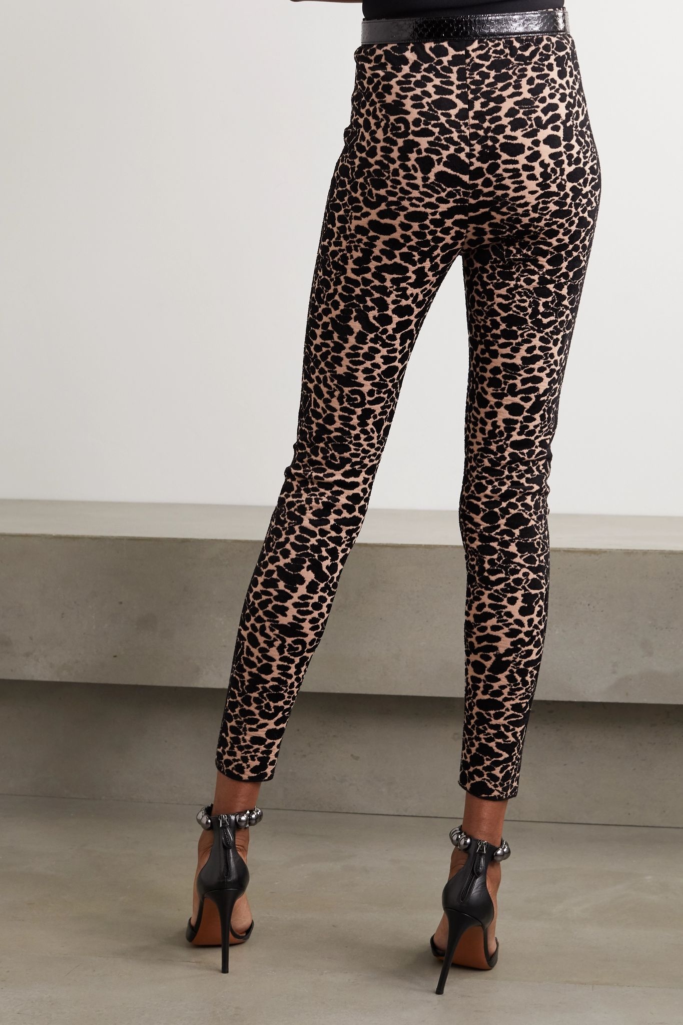 Leopard jacquard-knit leggings - 3