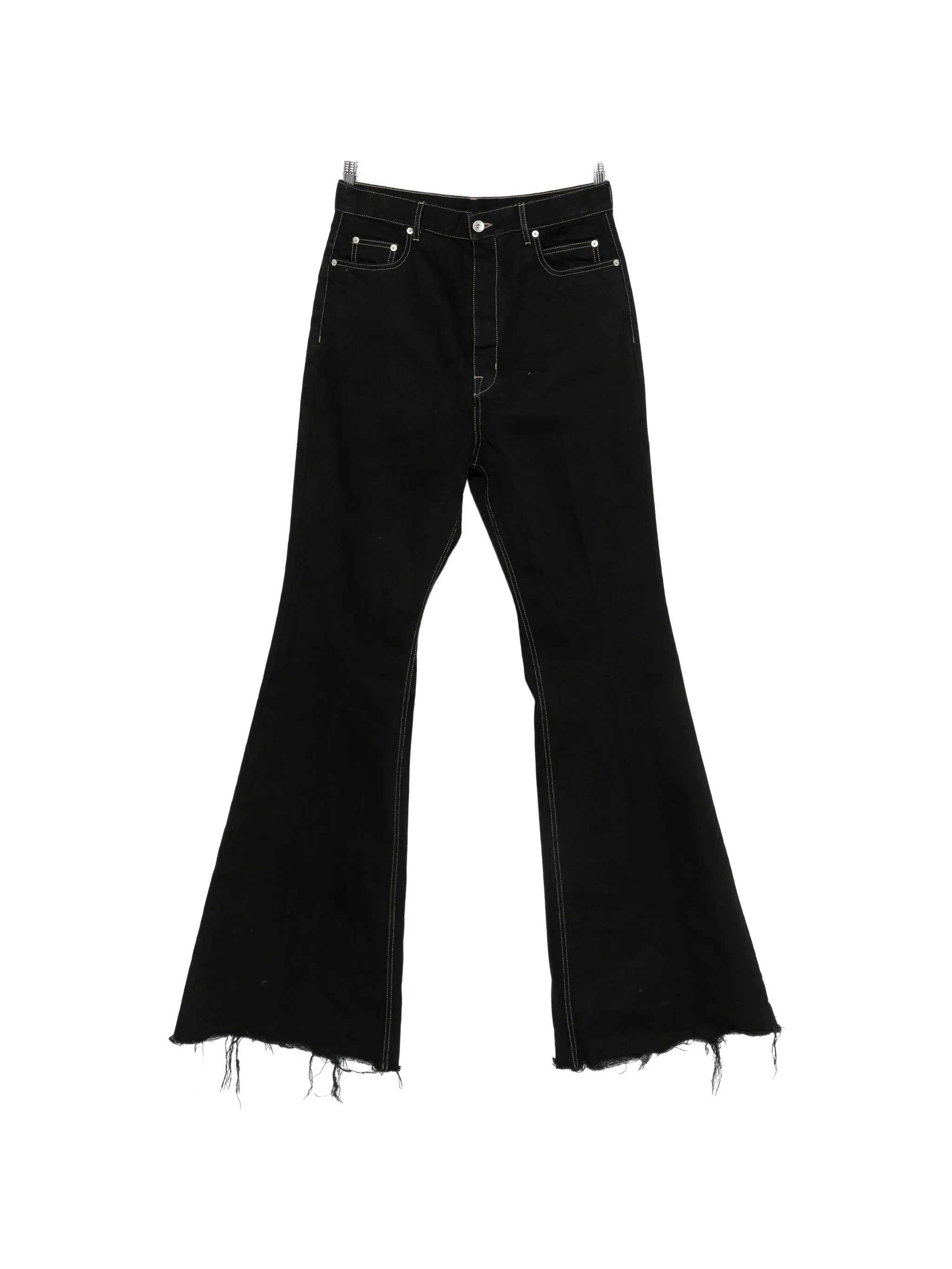 Rick Owens Bloan Contrast-stitch Raw-hem Bootcut Jeans - 1