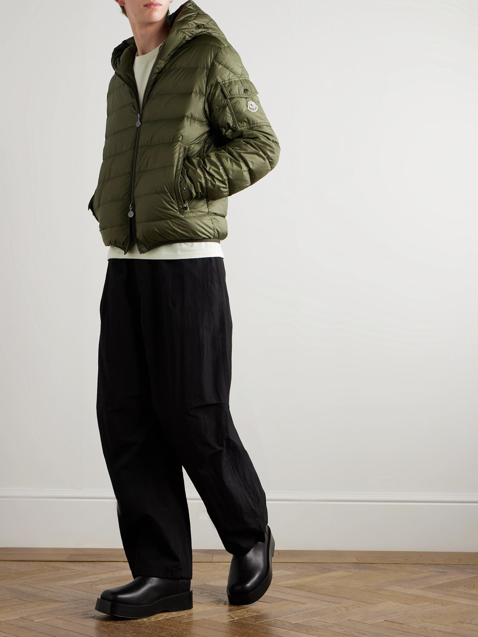 Najan Logo-Appliquéd Quilted Shell Hooded Down Jacket Green - 2