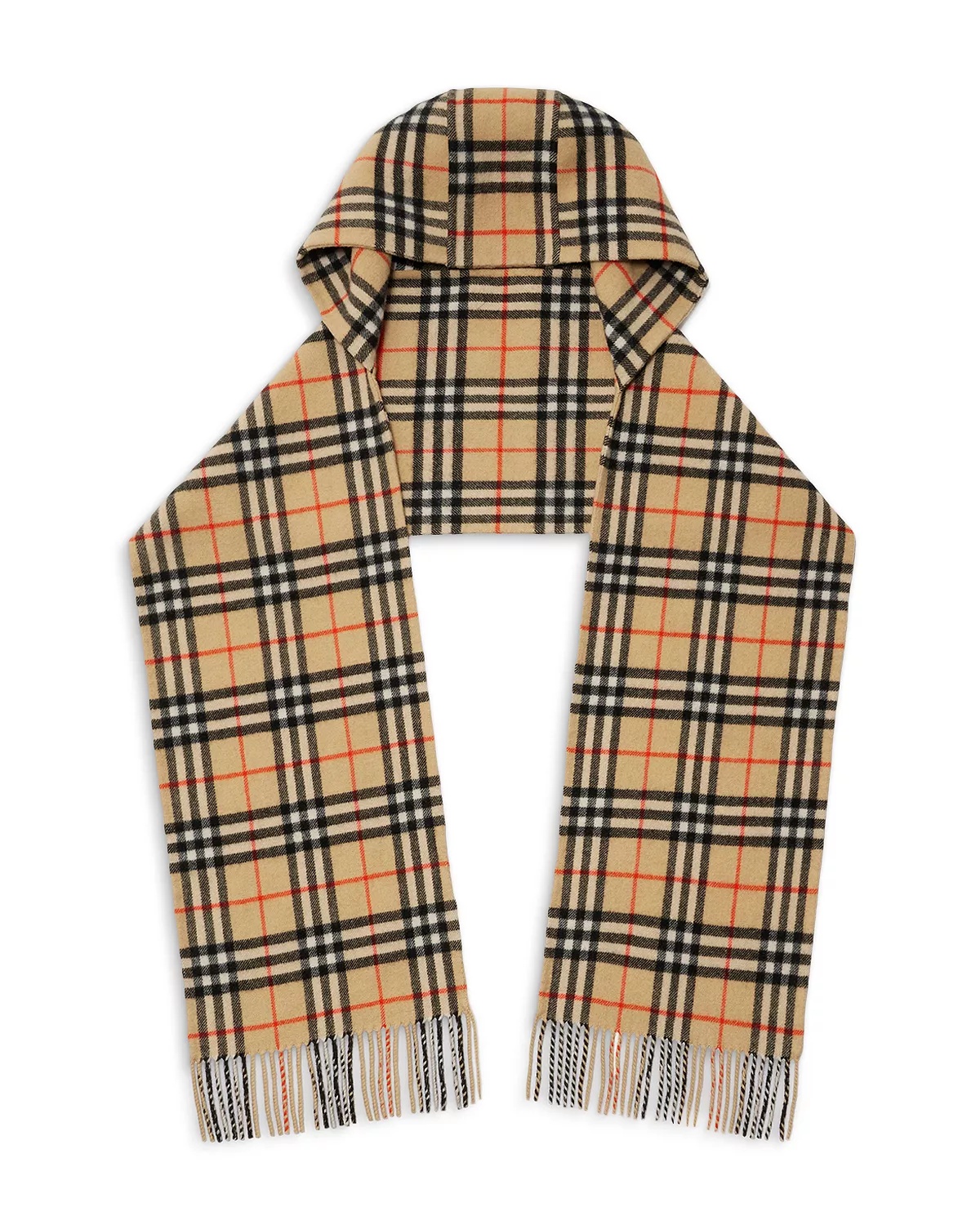 Lola Check Cashmere Hooded Scarf - 1
