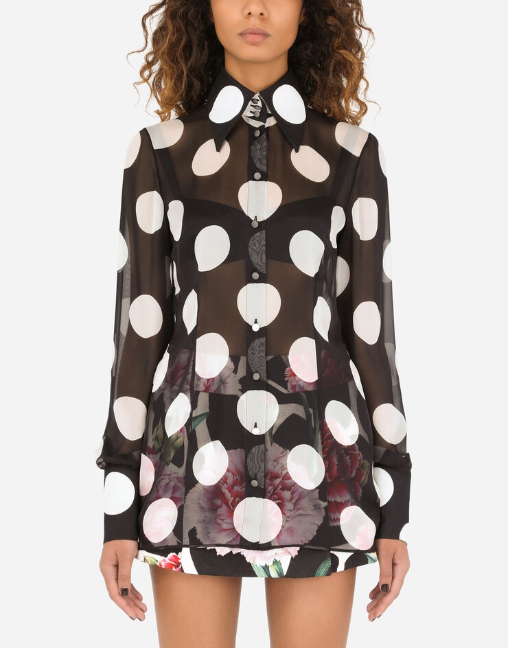 Chiffon shirt with polka-dot print - 1