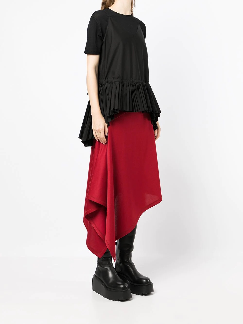 pleated-hem T-shirt - 3