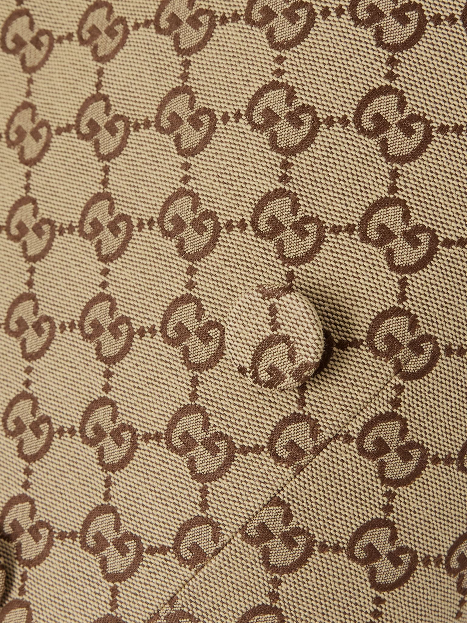 Double-breasted cotton-blend canvas-jacquard blazer Beige - 5