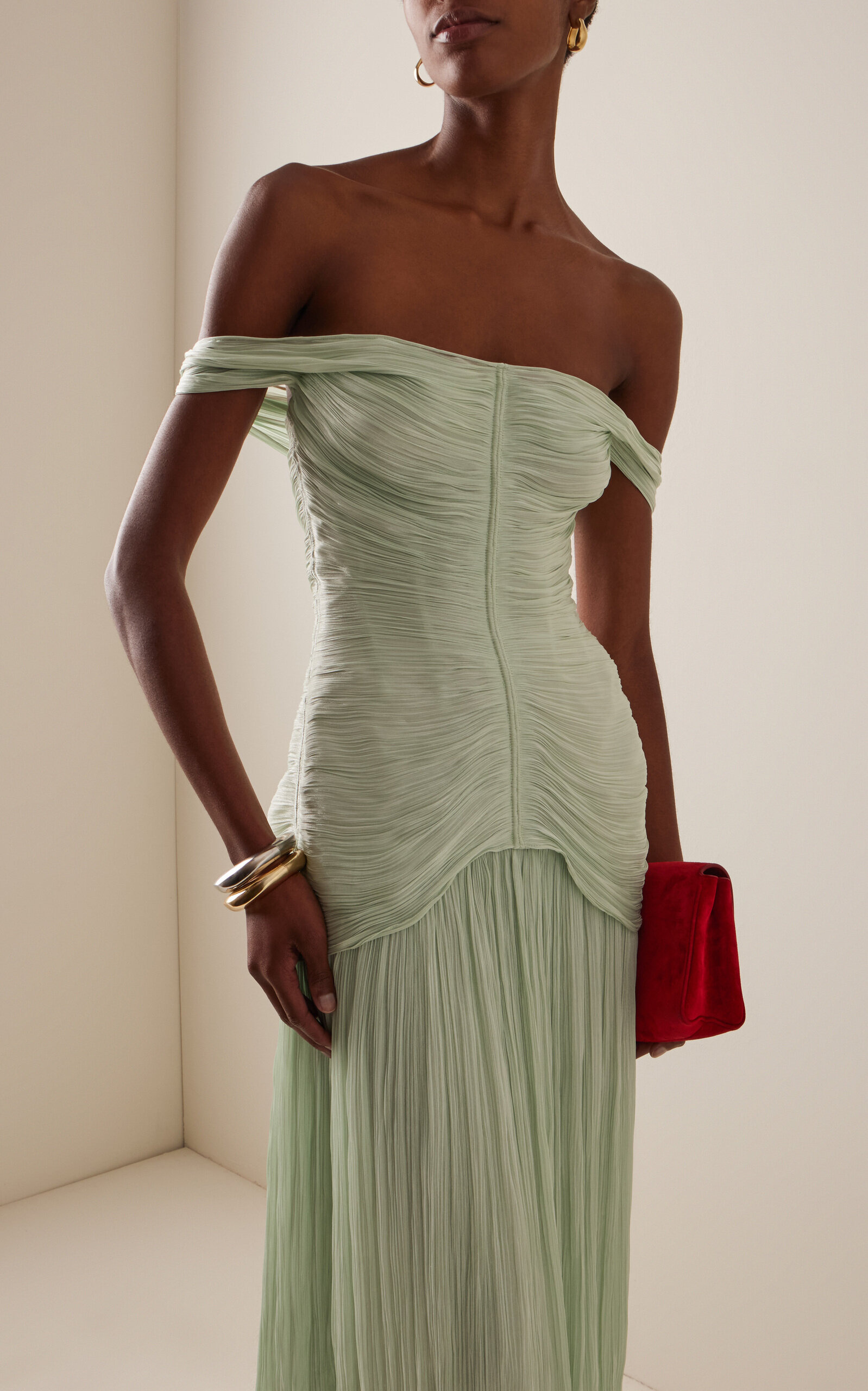 Ruched Silk-Satin Gown green - 2