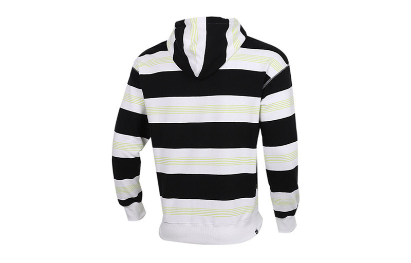 PUMA PUMA Downtown Striped Hoodie 'Black White Green' 599188-02 outlook