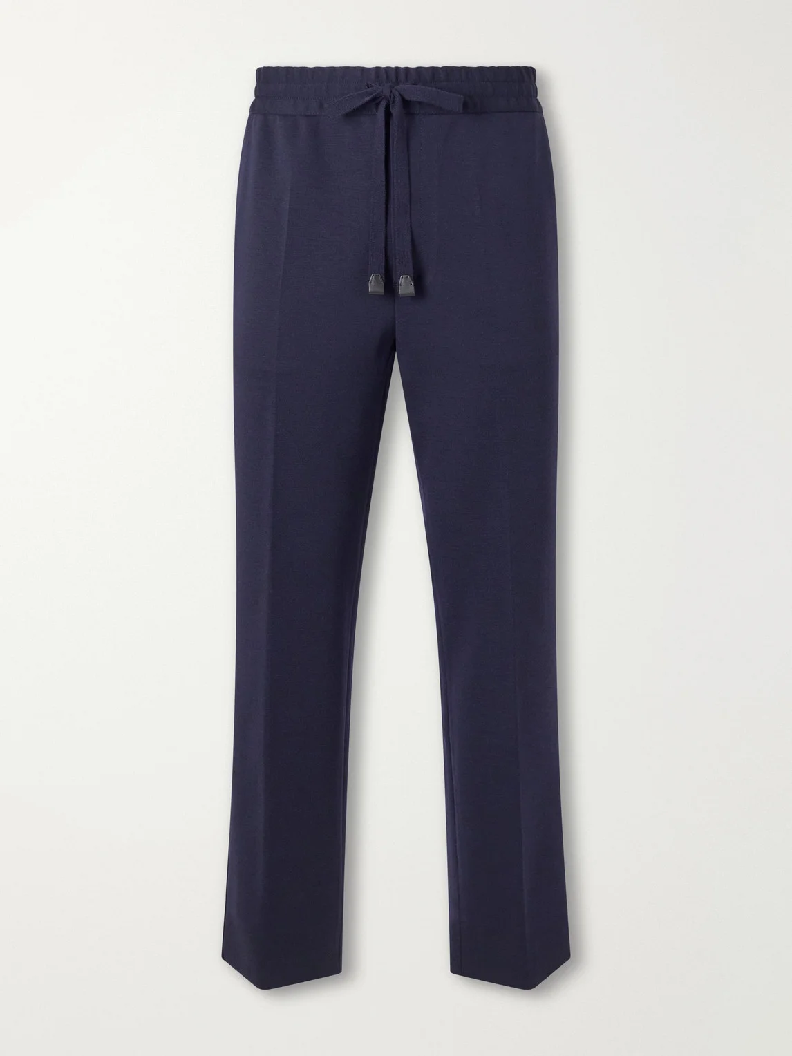Straight-Leg Leather-Trimmed Wool Sweatpants - 1