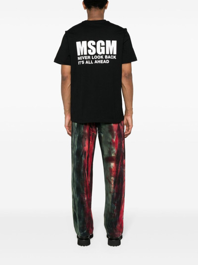 MSGM slogan-print cotton T-shirt outlook