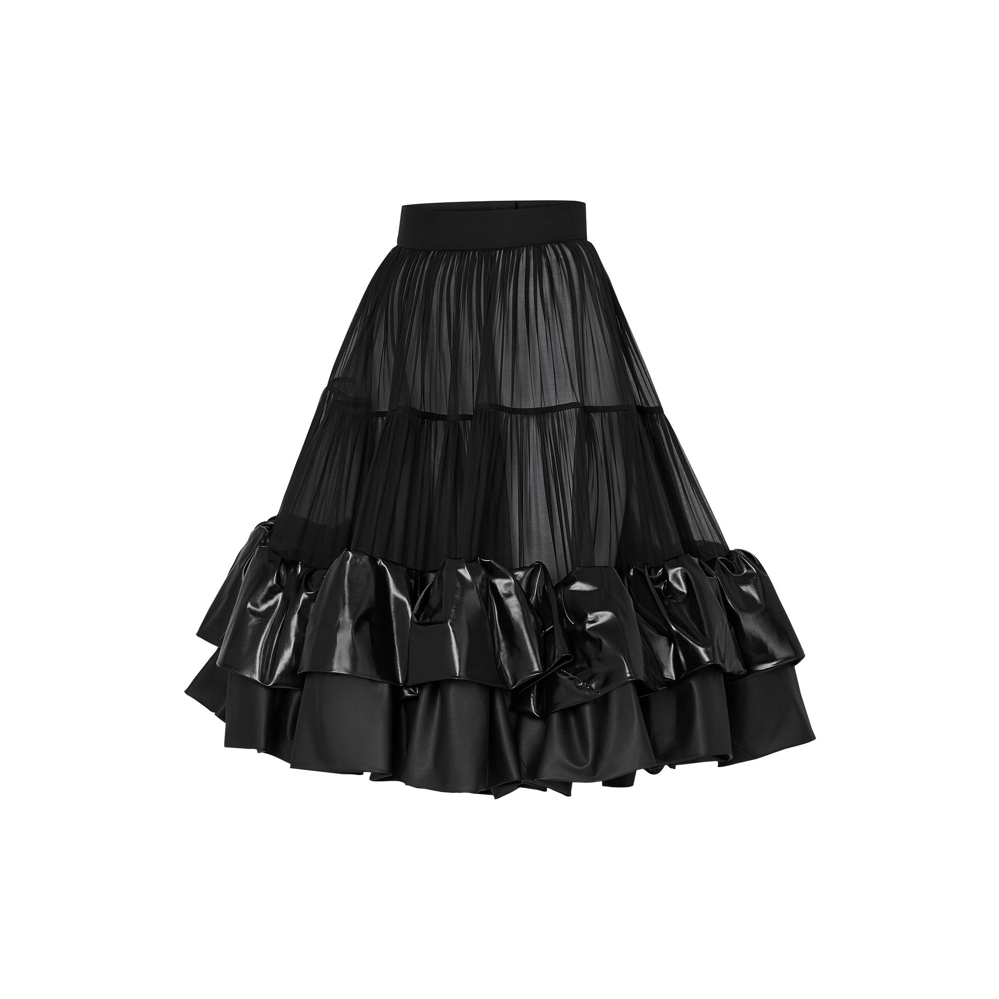 Sheer Tone-on-Tone Tiered Skirt with Ruffles  - 2