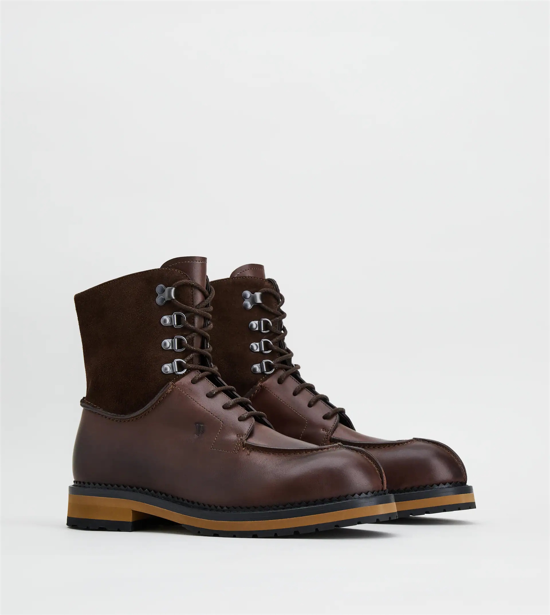 BOOTS IN SMOOTH LEATHER AND SUEDE - BROWN - 3