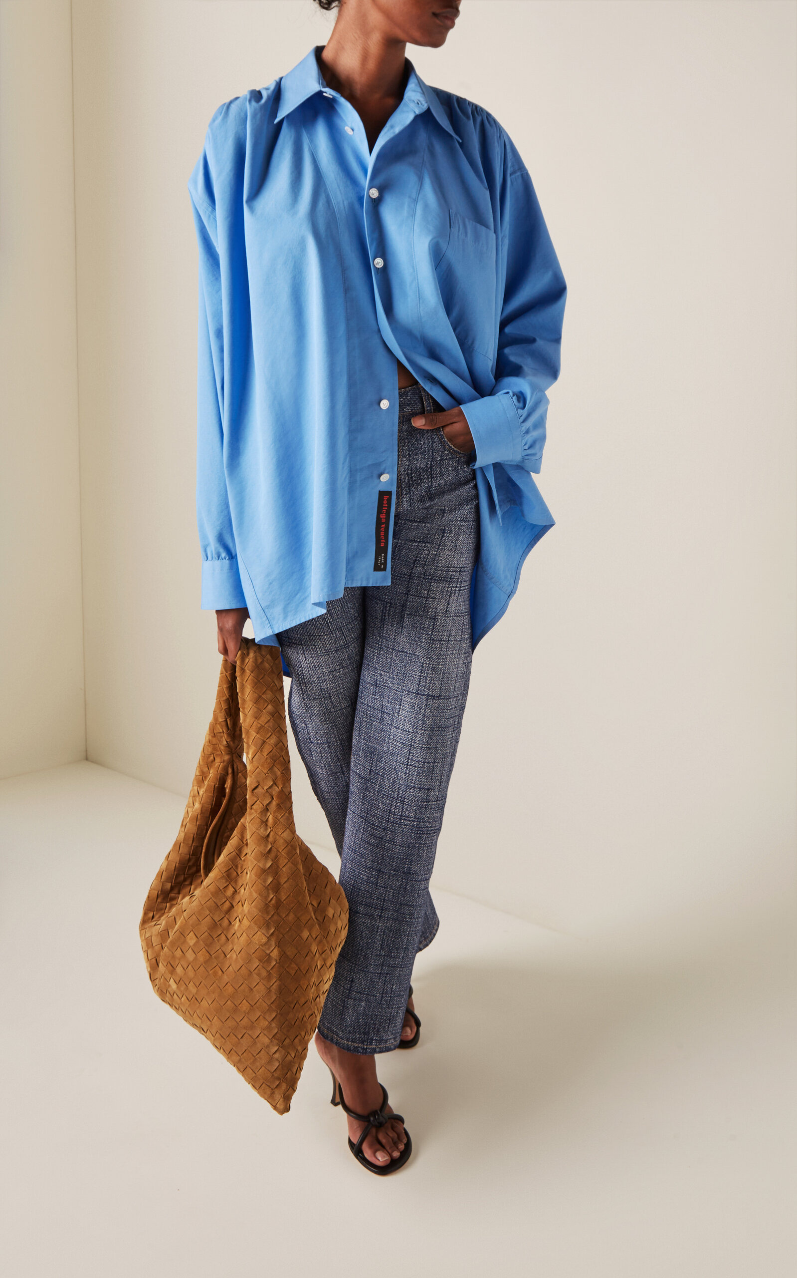 Oversized Cotton-Blend Shirt blue - 3