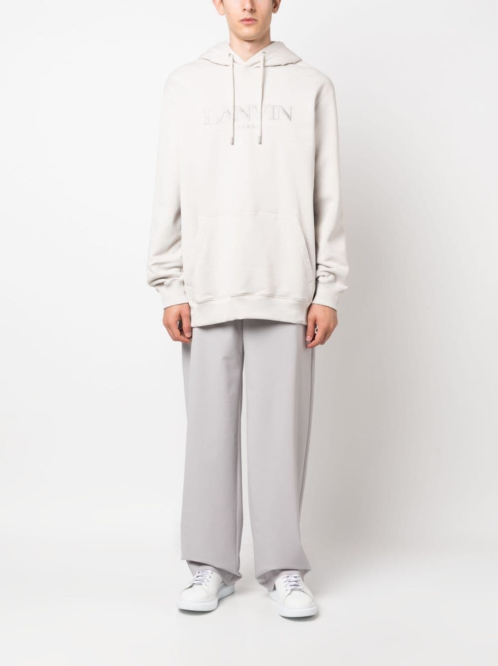 logo-embroidered fleece hoodie - 2
