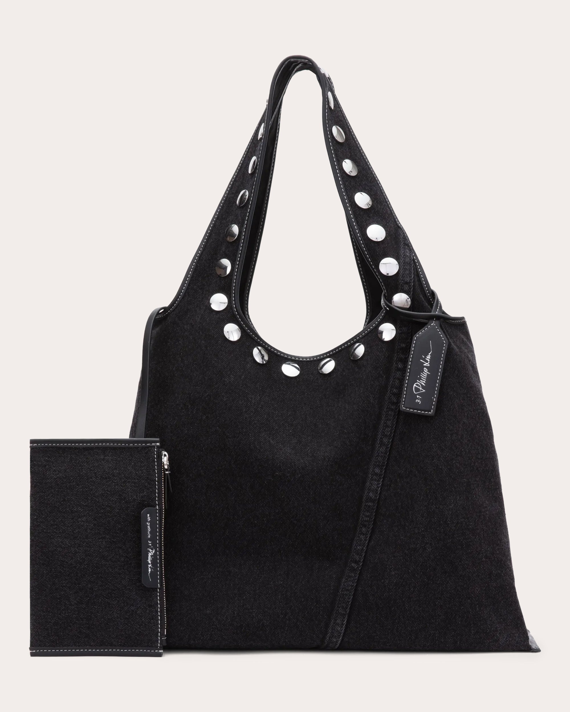 Market Stud-Embellished Washed Denim Tote - 3