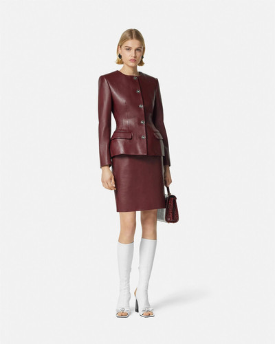 VERSACE Leather Pencil Midi Skirt outlook