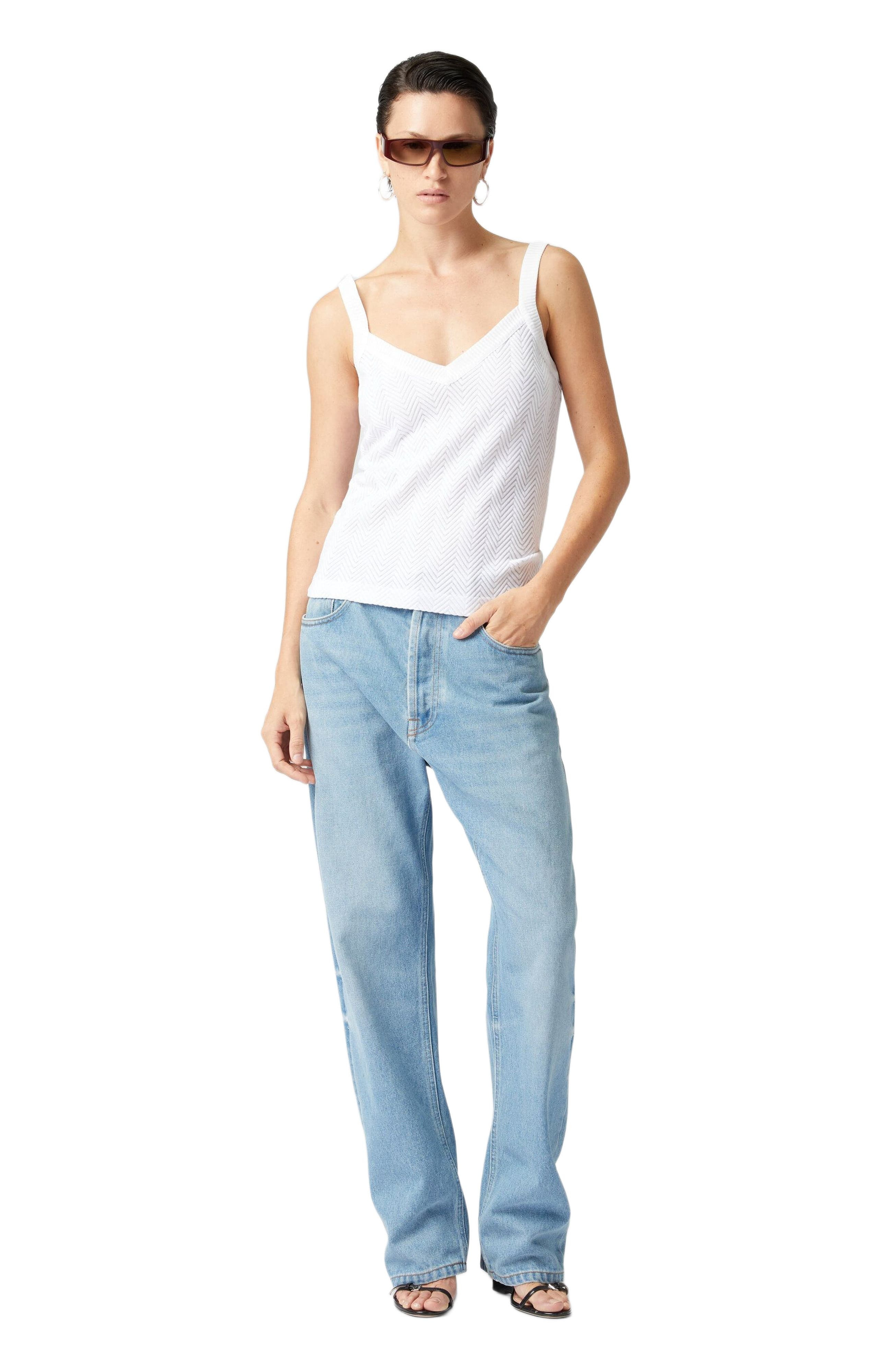 Missoni Tone-on-tone Zigzag Cotton And Viscose Tank Tops in White at Nordstrom - 1