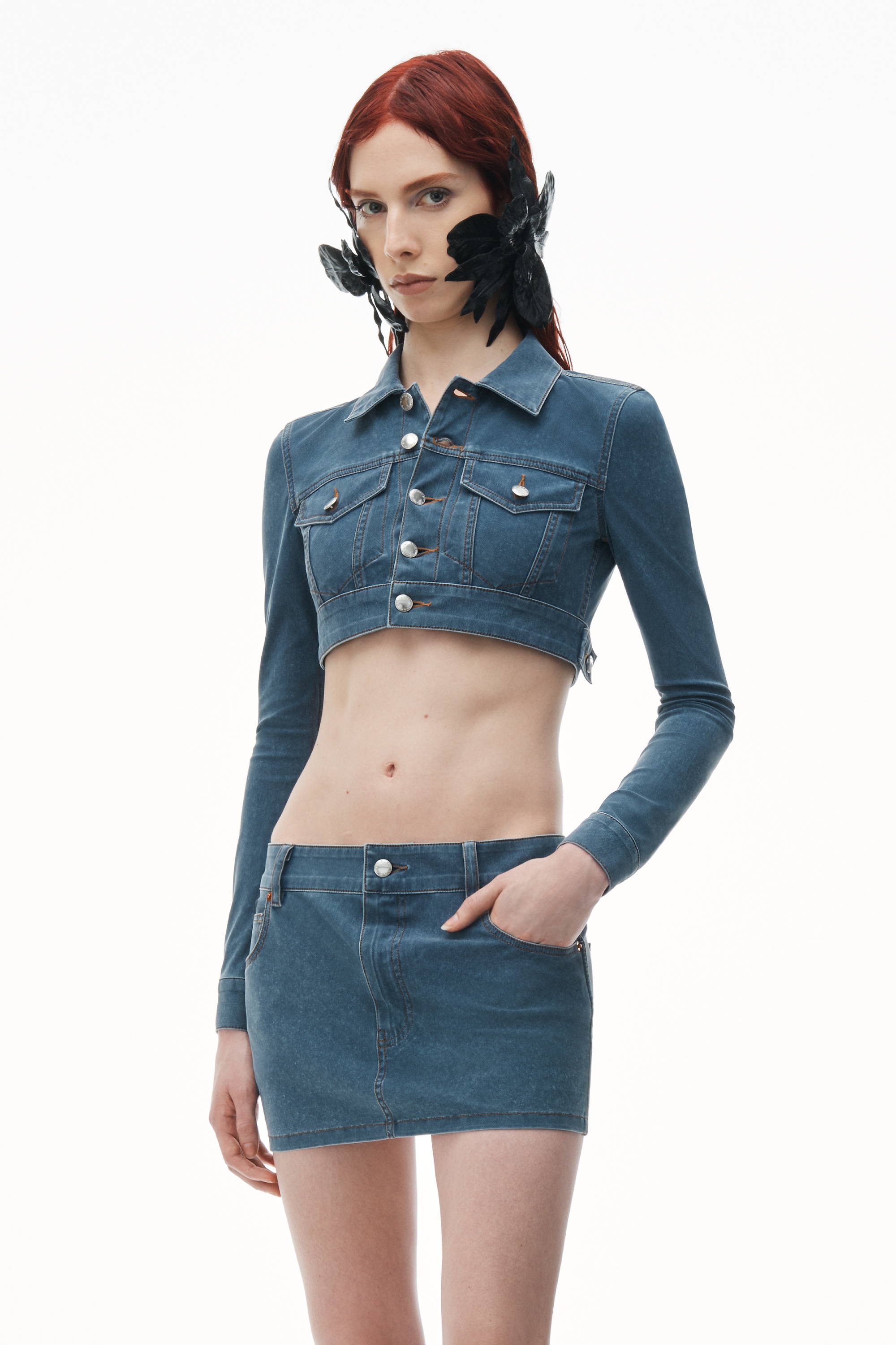 Cropped Jacket in Denim Trompe-L'oeil - 2