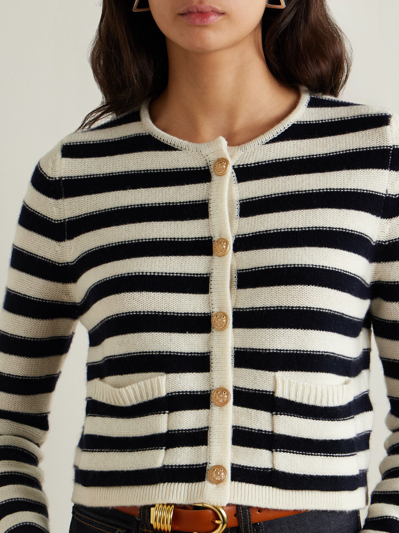 Striped Wool And Cashmere-blend Cardigan 4