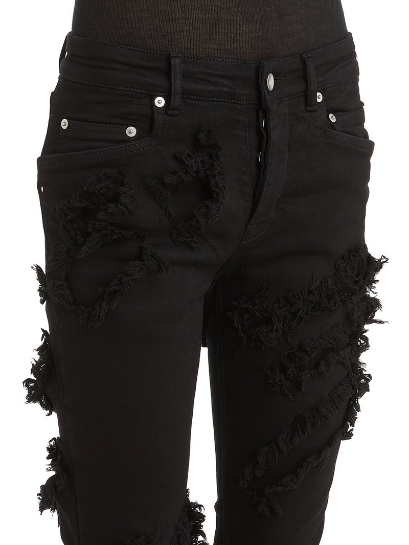 RICK OWENS DRKSHDW Distressed Skinny Jeans Black 5