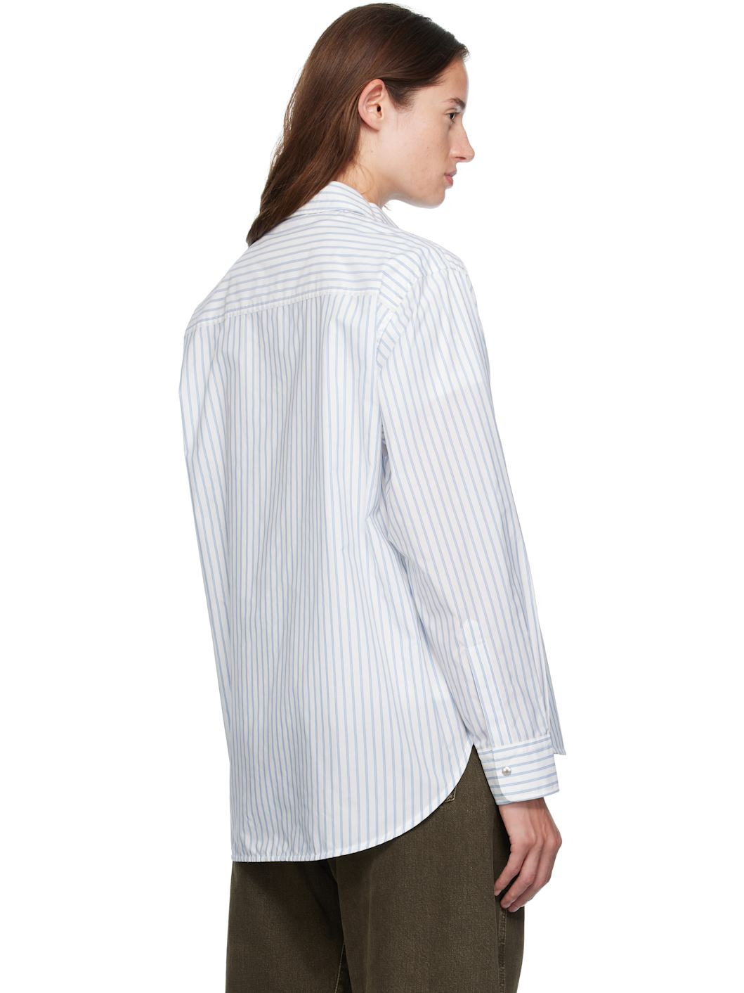 White & Blue Striped Shirt - 3