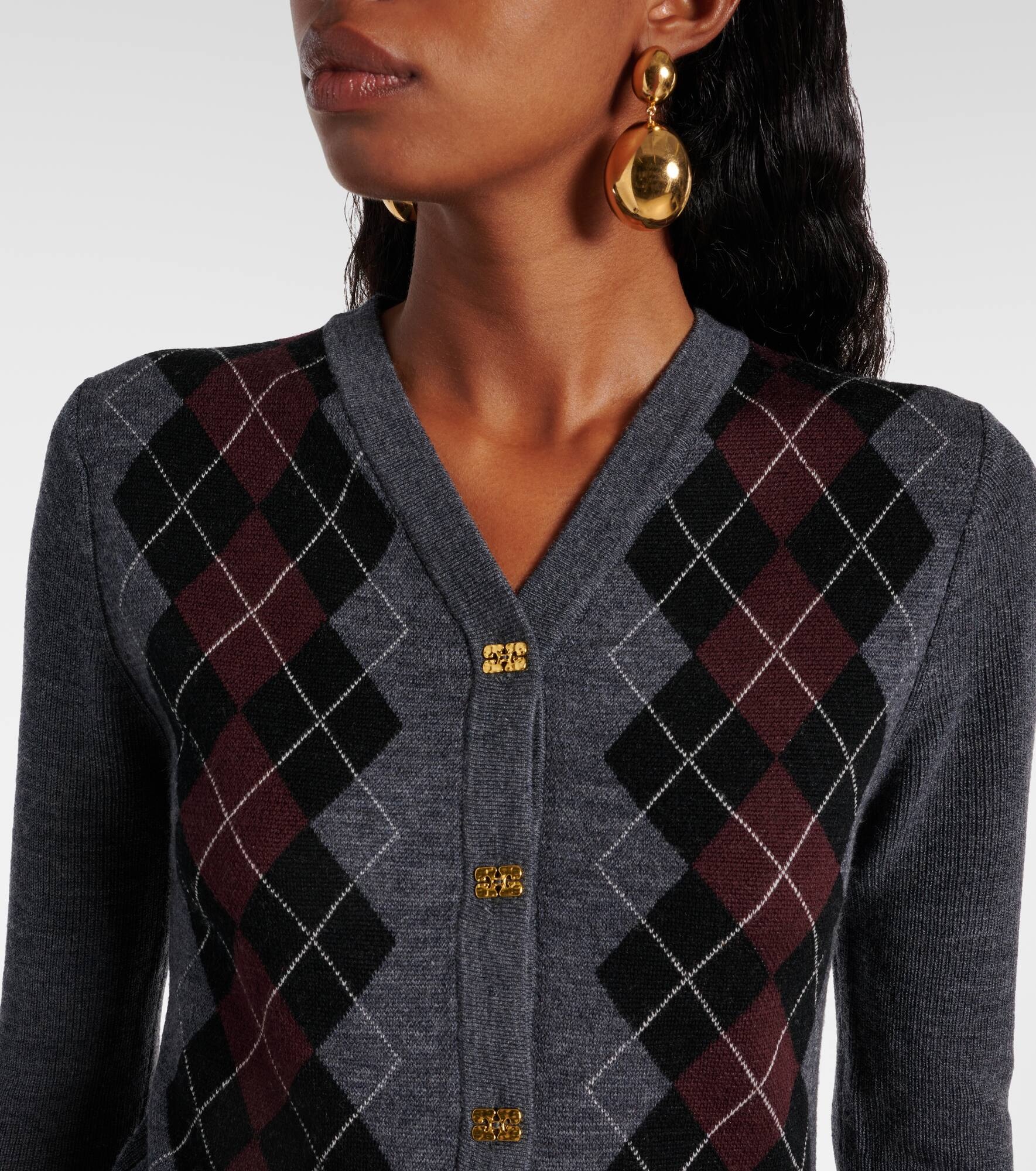 Argyle wool cardigan - 4