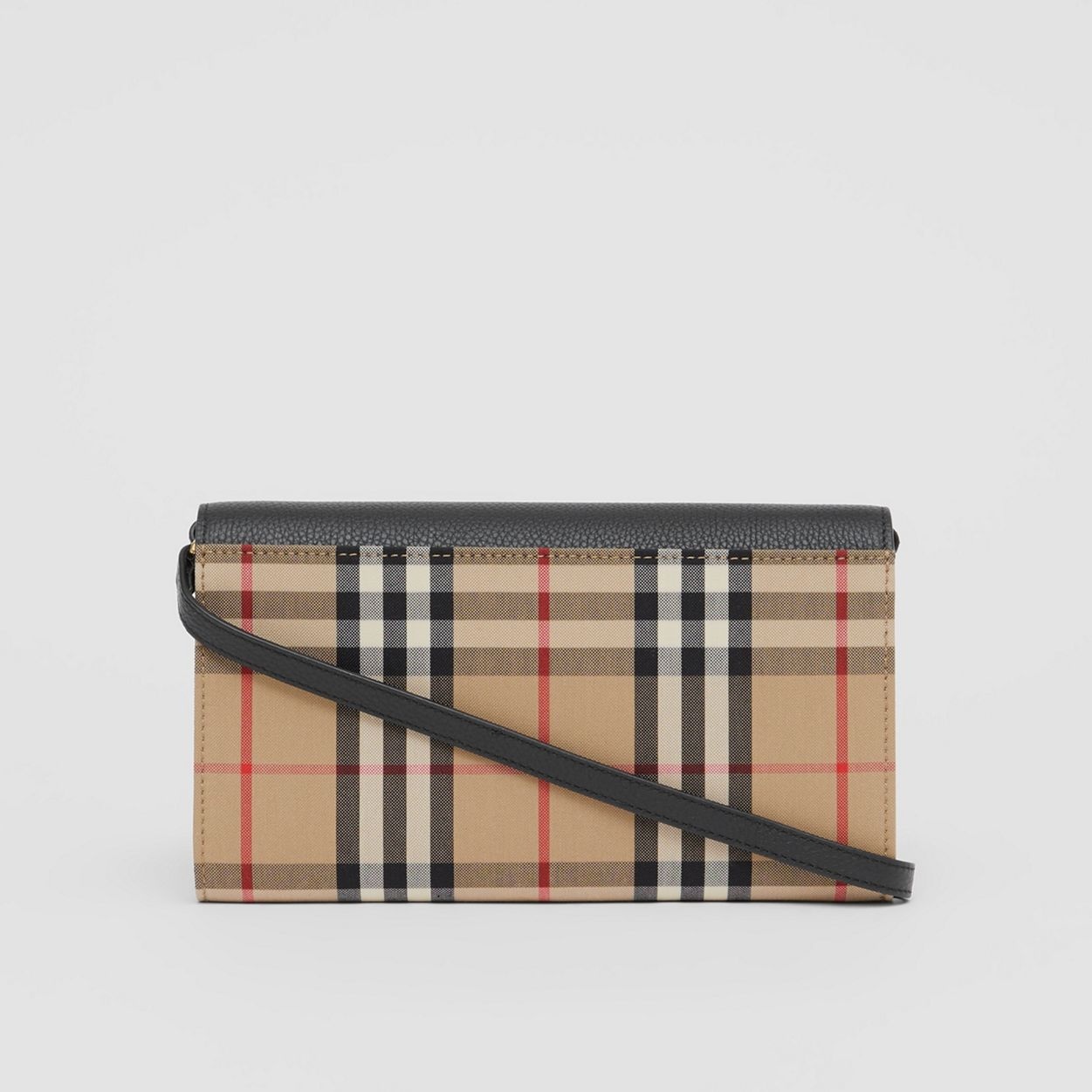 Vintage Check and Leather Wallet with Detachable Strap - 7