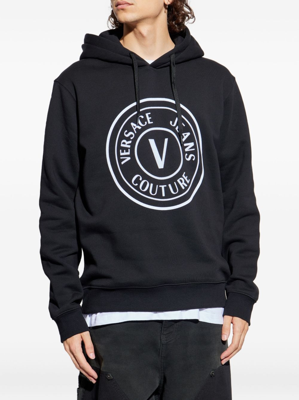 logo-print cotton hoodie - 3