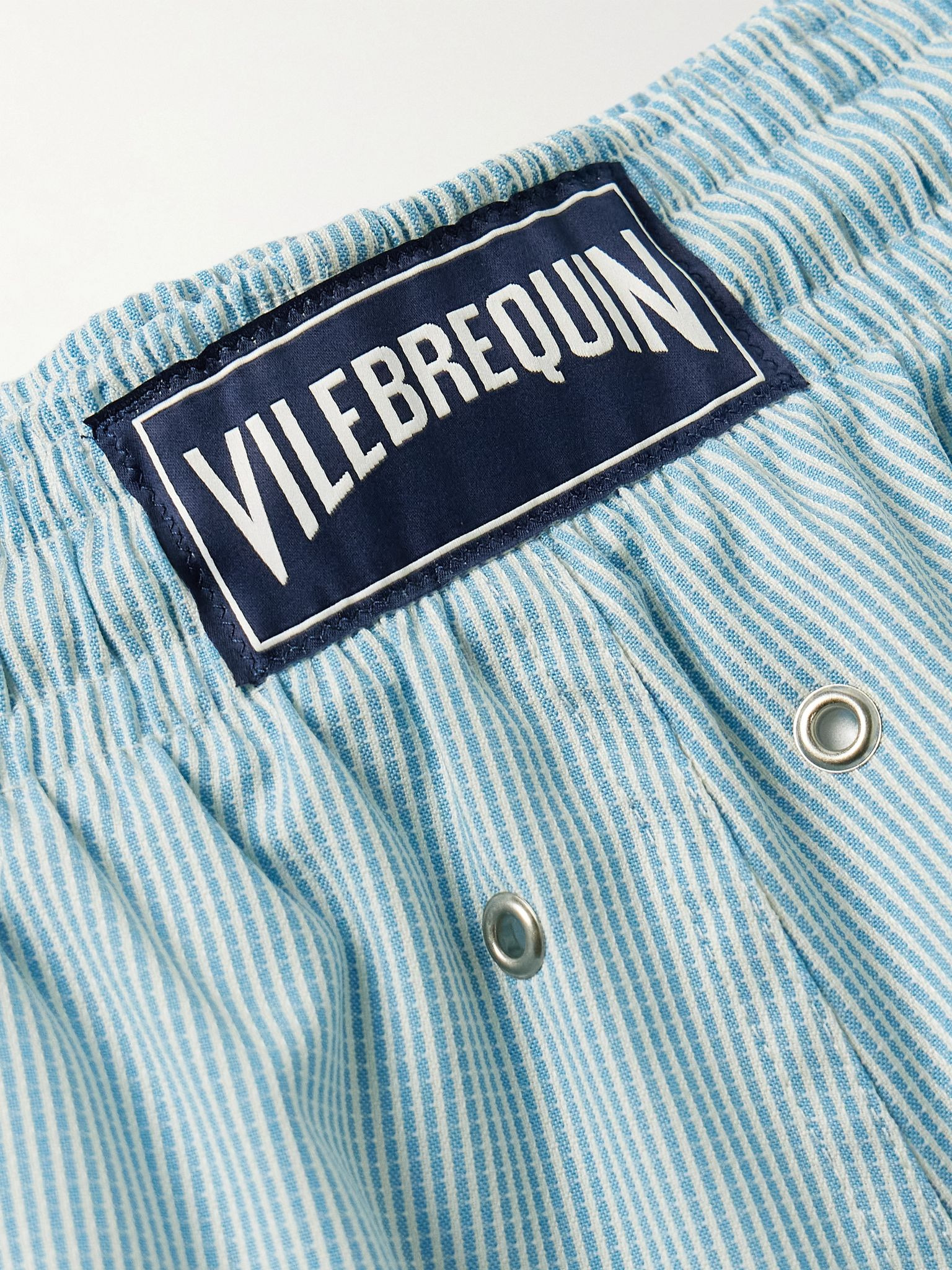 Milton Slim-Fit Short-Length Striped Wool-Blend Swim Shorts Blue - 4