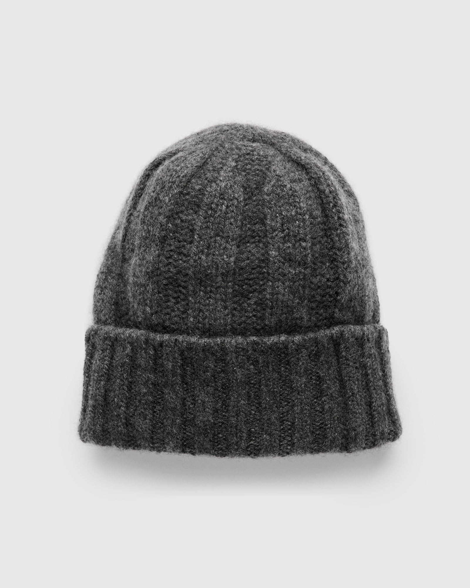 Cashmere Rib Watch Cap in Charcoal Grey - 3