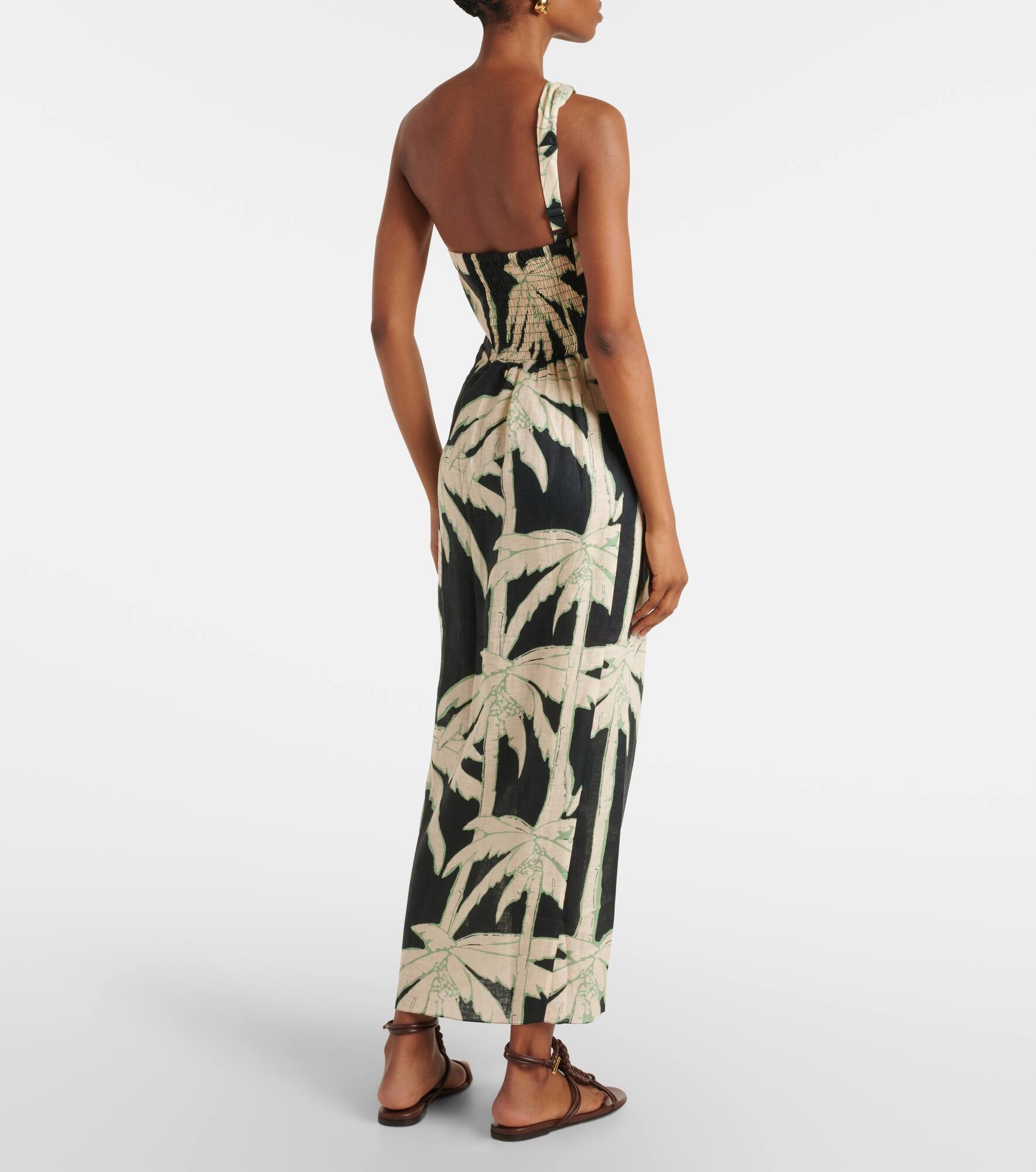 Printed one-shoulder midi dress - 3