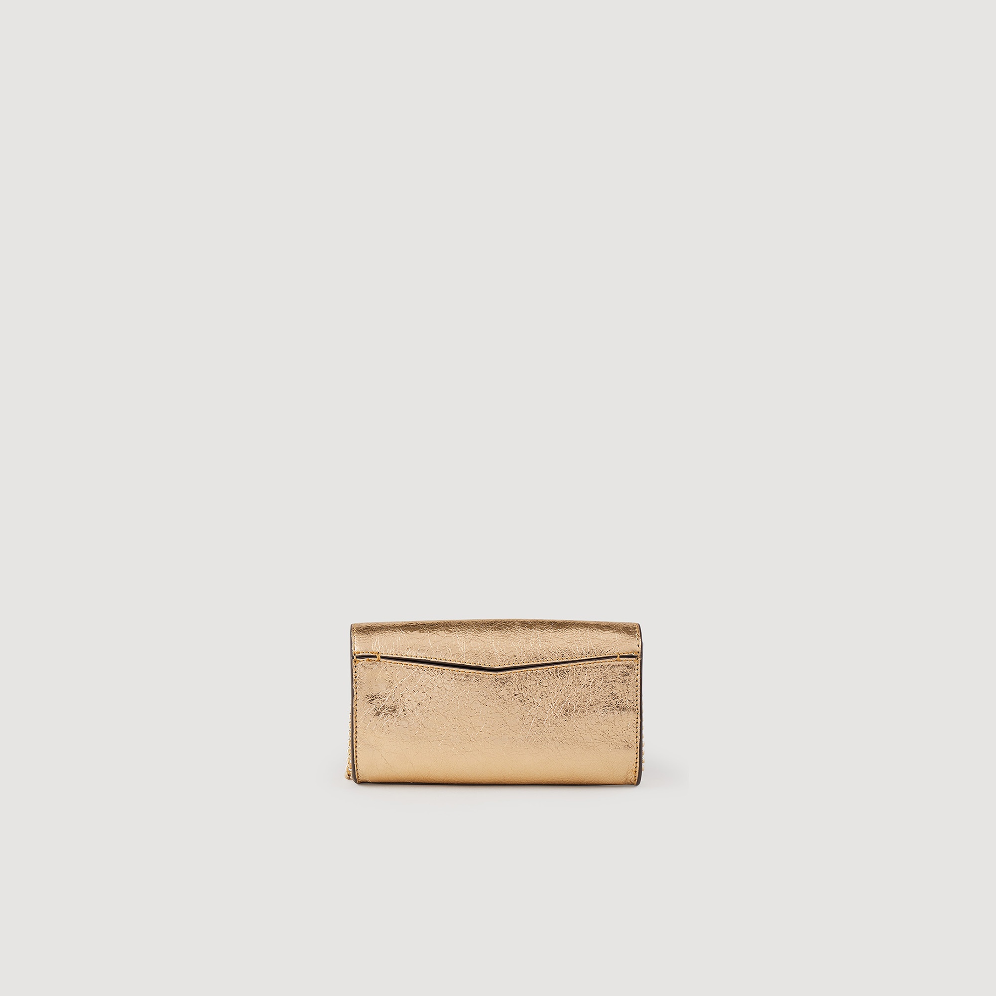Gold leather clutch bag - 5