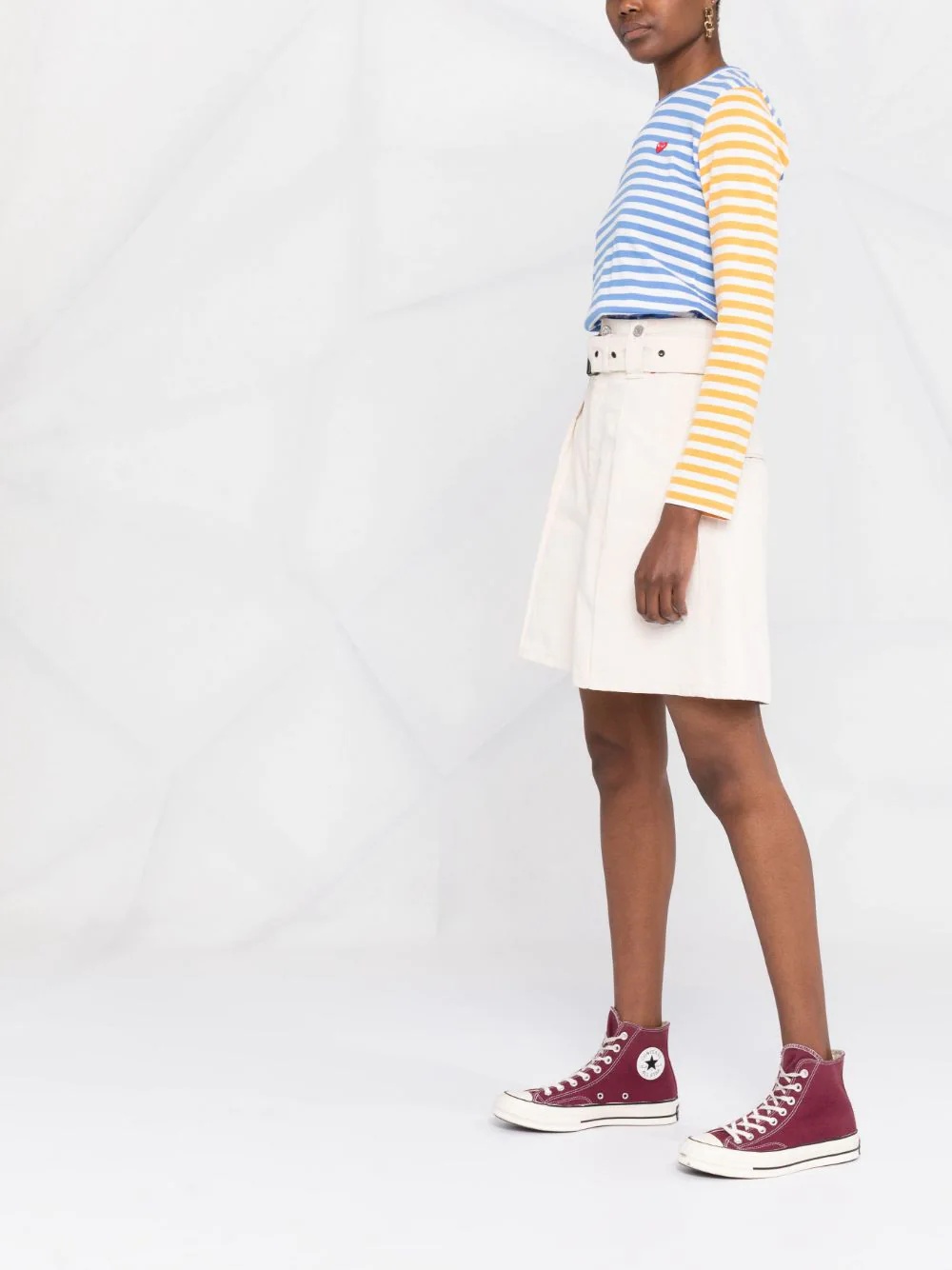 logo-patch striped T-shirt - 4
